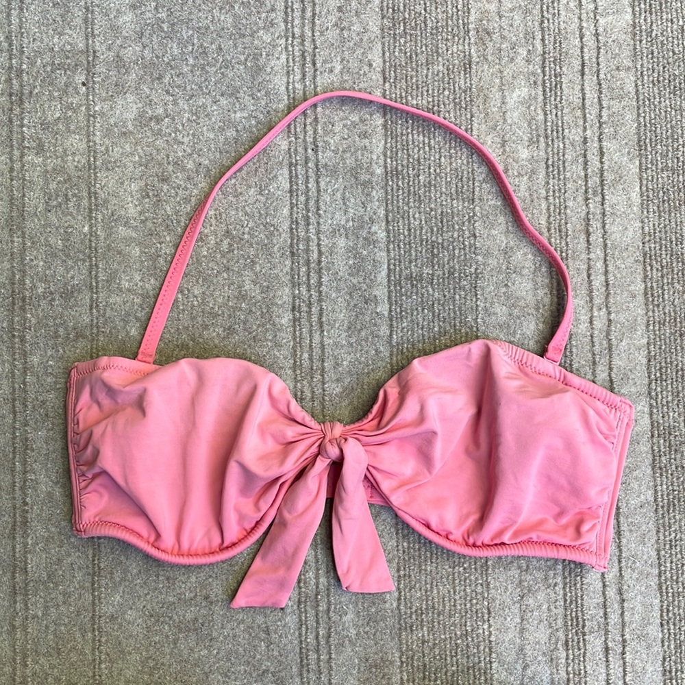 DKNY Bubblegum Pink Adjustable Bandeau Bikini Swim Top With Adorable Front Tie